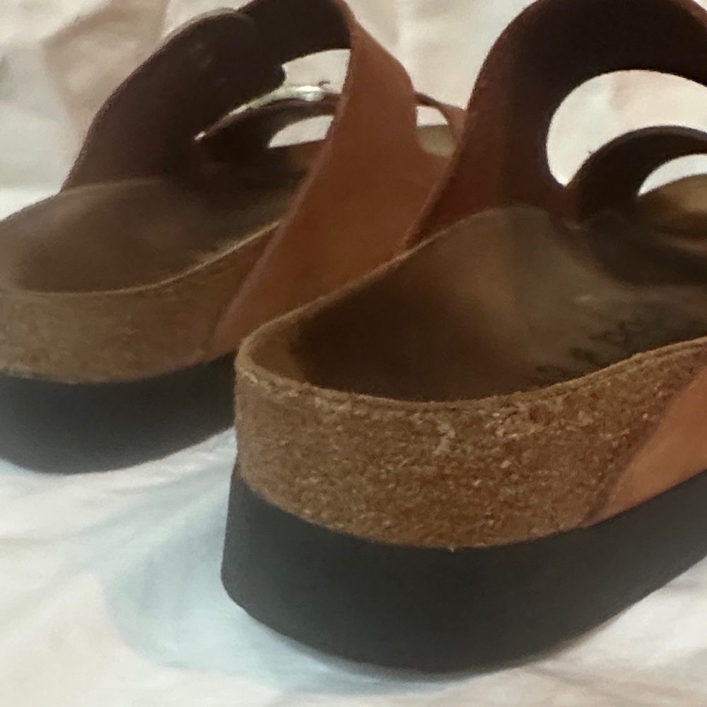 Papillio by Birkenstock Cognac Leather Double-Buckle Sandals - Picture 8 of 10